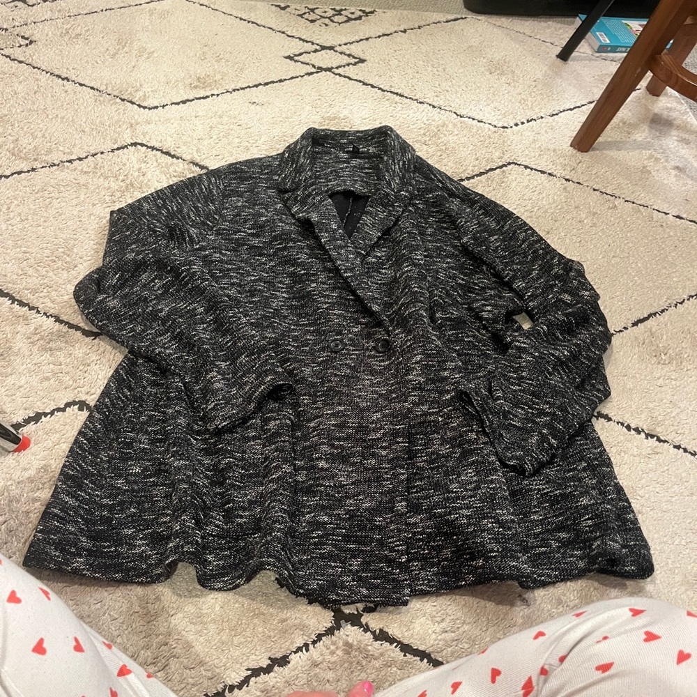 Eileen Fisher Charcoal and White Knit double breasted jacket 3X - Picture 7 of 7